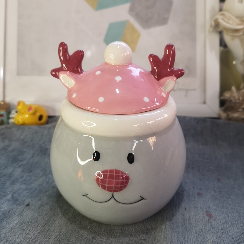 Ink Porcelain, Ceramic Crafts, Ceramic Christmas Reindeer Sugar Jar, Storage Jar, Christmas Decorations