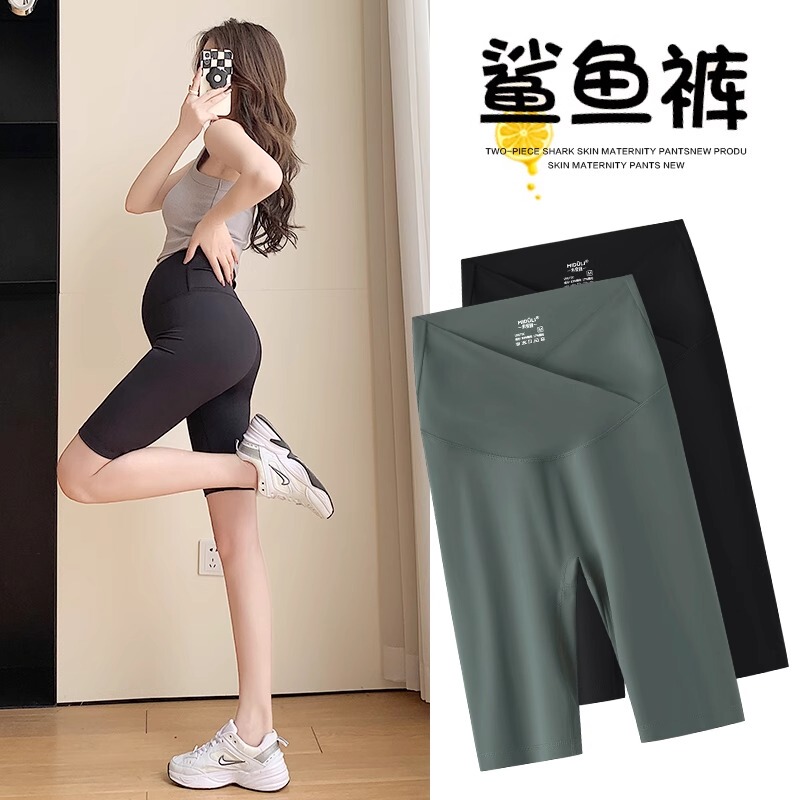 Maternity Leggings, Summer Thin Shorts, Outerwear Maternity Pants, Five-Point Shark Pants, Safety Pants, Maternity Wear, Summer Wear