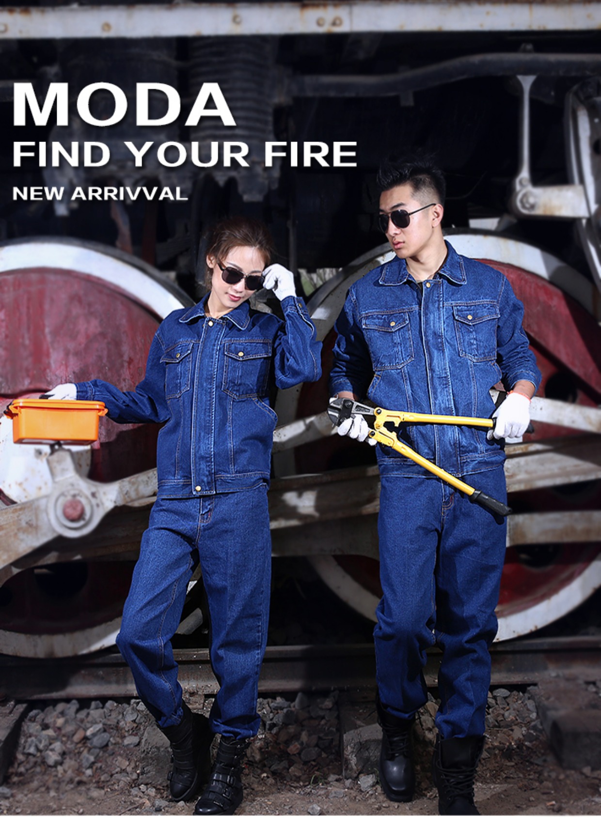 Quần áo hàn điện dày phù hợp với thợ hàn nam chống vảy quần áo bảo hộ cotton denim mặc đồng phục công nhân mặc những bộ jumpsuit đẹp nhất