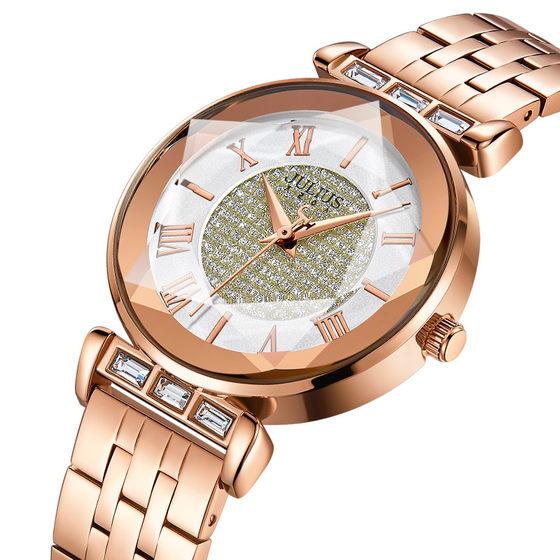 Julishi 시계 숙녀 시계 여성의 세련되고 절묘한 6각 별 강철 벨트 기능 스타일 여학생 석영 시계