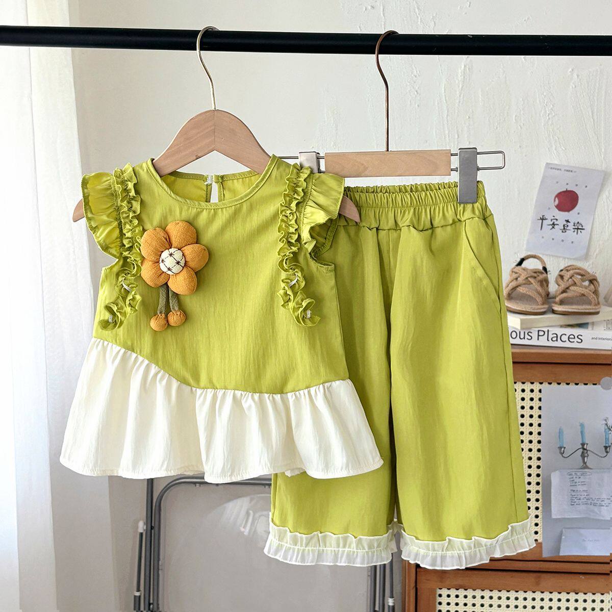 2026年新作女の子セットアップ立体フラワー子供服夏服お洒落可愛い洋風