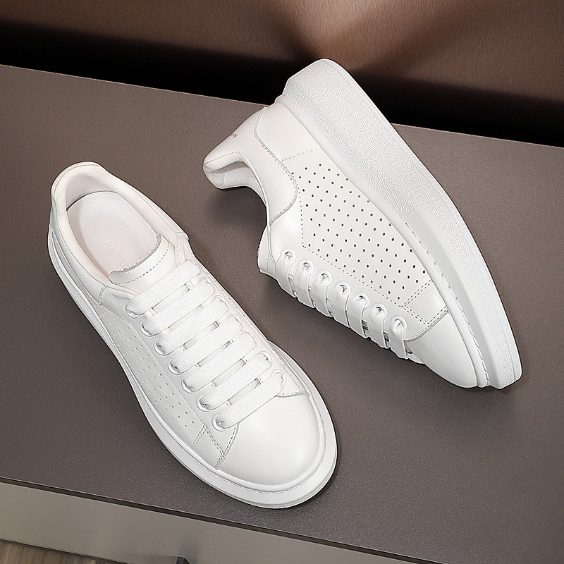 Maijuekunluo Women's Summer Thin Hollow-Out Sneakers New Genuine Leather Thick-Soled Breathable Casual Sports Shoes