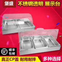 Stainless Steel Rectangular Display Bench Buffet Fruit Display Count Heart Hood Fruit Display Pan CP Flip