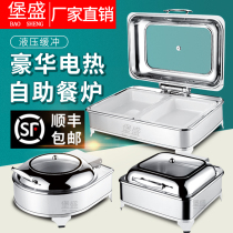 Stainless Steel Hydraulic Buffet Oven Square Thickened Insulated Furnace Electric Heating Visual Bufie Stove Hotel Breakfast Stove