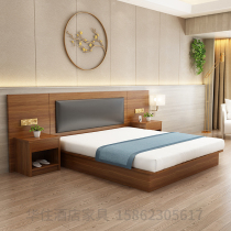 Hotel bed hotel furniture standard room full set room single double room homestay special bed board type soft bed head customization