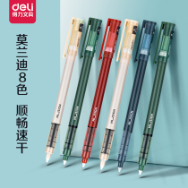  Deli gel pen ins Japanese signature pen black pen water straight liquid ball pen Stationery supplies Carbon pen student water-based straight liquid pen high Yan value girls quick-drying black 0 5mm
