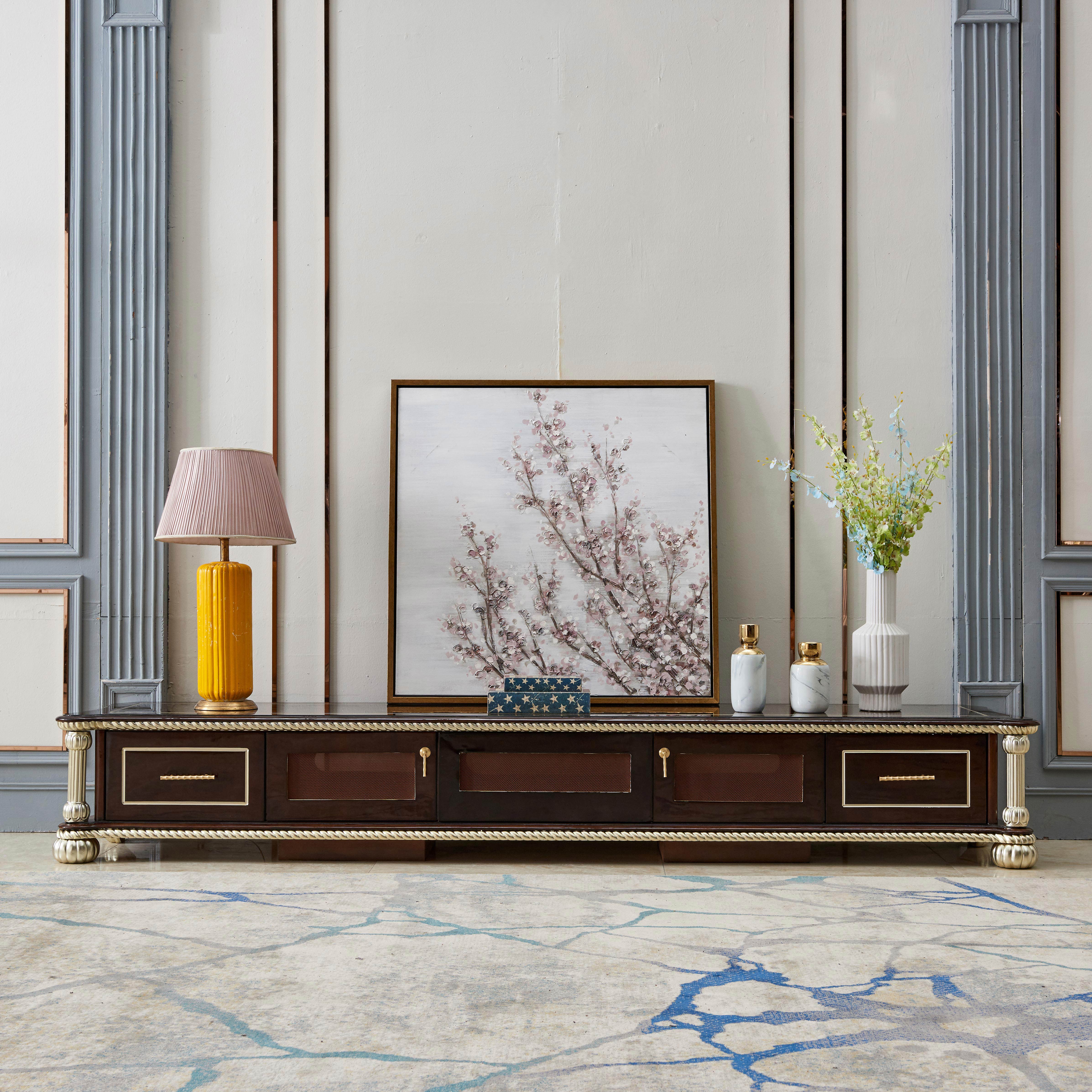 European classical laser TV cabinet living room large-size extension multi-function spelling short-focus intelligent remote control TV cabinet