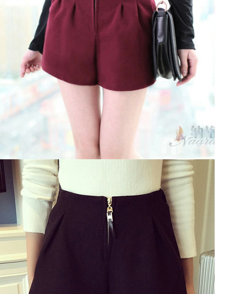 Quần short cạp cao nữ 2018 mới mùa đông Hàn Quốc phiên bản hoang dã một đôi bốt rộng ống rộng đã mỏng bên ngoài mặc dày. quần thể thao nữ