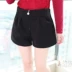 Quần short nữ mùa thu đông mặc quần bốt 2018 mùa xuân mới Hàn Quốc phiên bản quần lửng ống rộng cạp cao len rộng