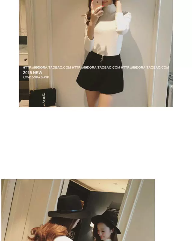 Quần short nữ mùa thu đông mặc quần bốt 2018 mùa xuân mới Hàn Quốc phiên bản quần lửng ống rộng cạp cao len rộng