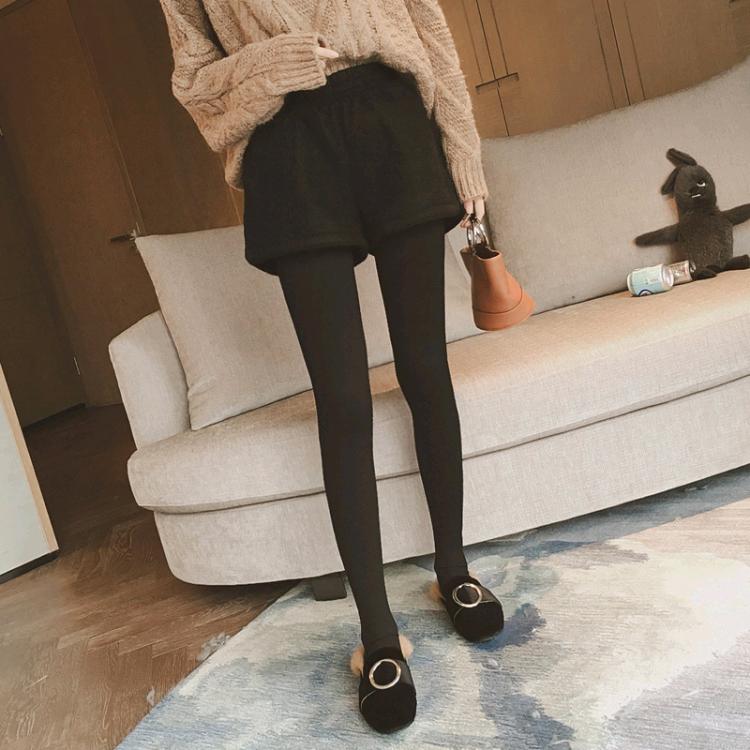 Phiên bản Hàn Quốc của quần short len ​​cạp cao nữ mùa thu đông 2018 mới mặc hoang dã Một từ đã mỏng đáy giày ống rộng ống quần thủy triều quần sọc nữ