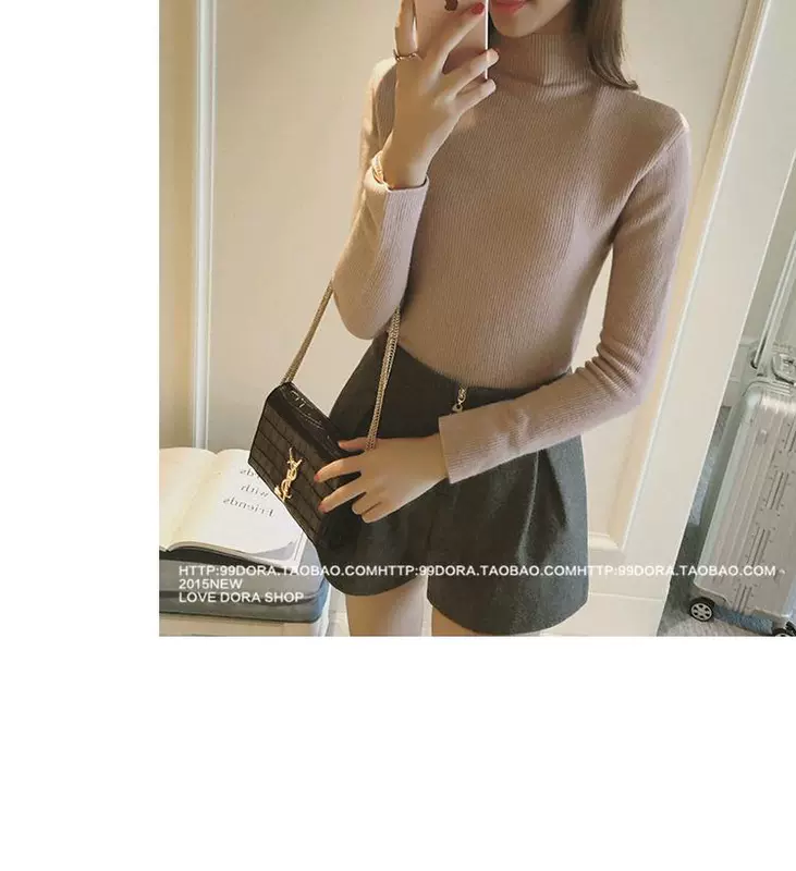 Quần short nữ mùa thu đông mặc quần bốt 2018 mùa xuân mới Hàn Quốc phiên bản quần lửng ống rộng cạp cao len rộng