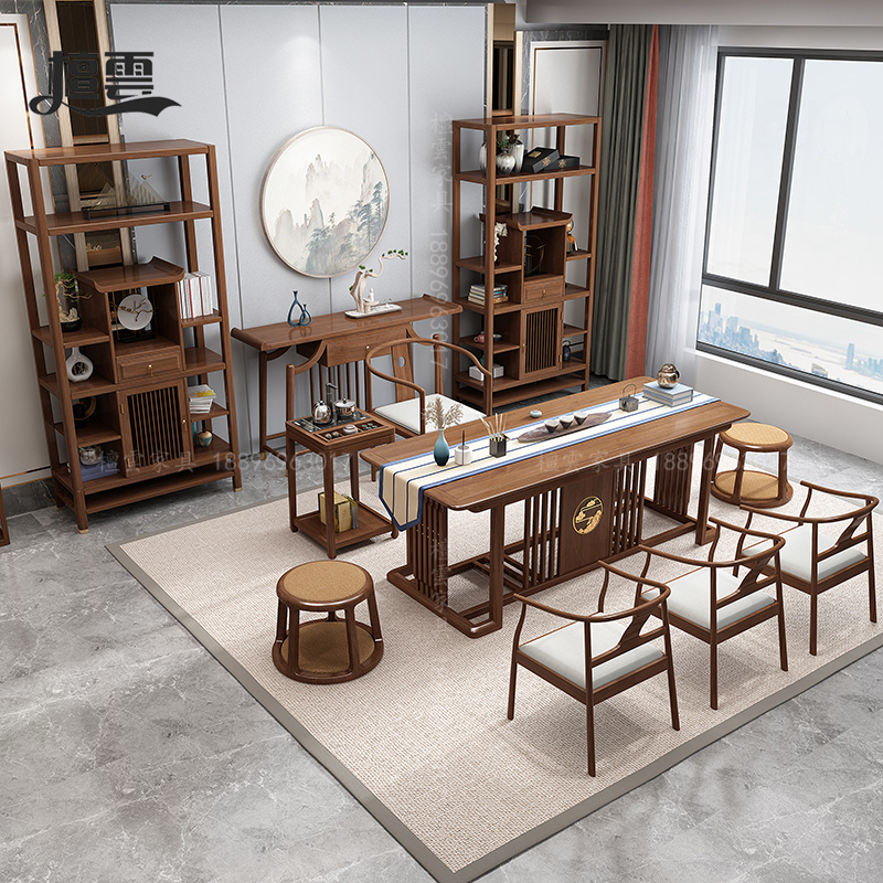 New Chinese style solid wood tea table and chair combination tea house reception Zen Kung Fu tea table simple modern tea art table customization