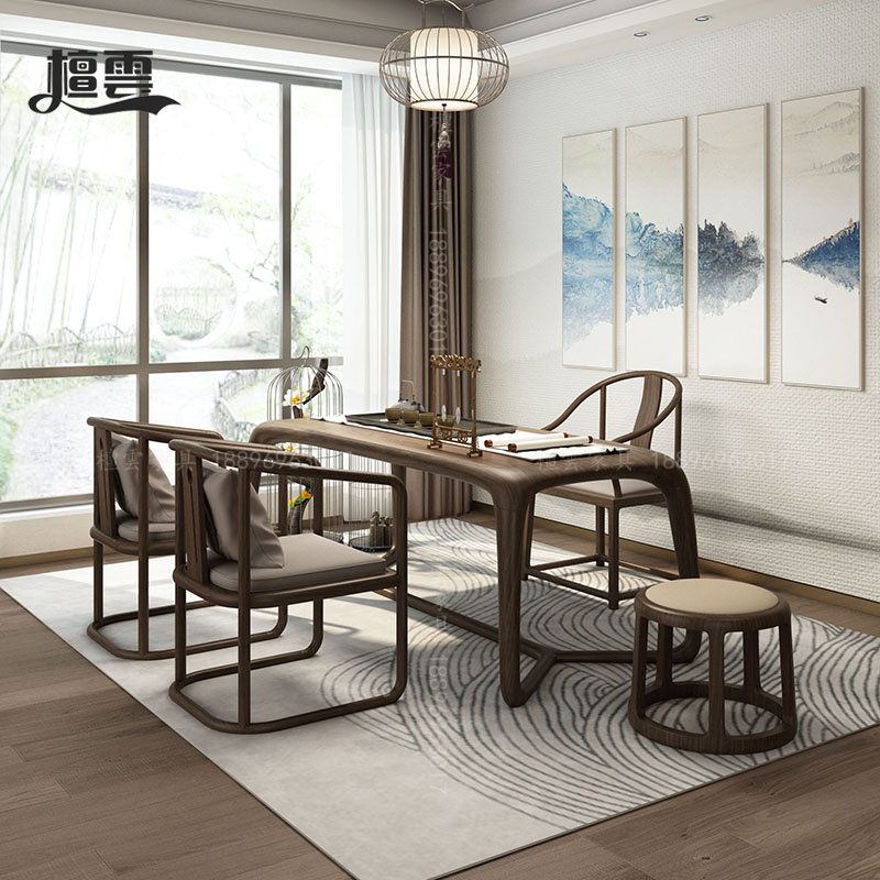 New Chinese style solid wood tea table and chair combination Zen office household kung fu tea table reception parlor tea room furniture customization