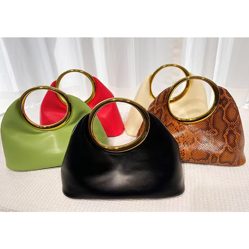 2025 New Jacquemus Bag, French-Style Round Ring Soft Leather Hand-Held Dumpling Bag, Large Capacity Hand-Held Wrist Bag