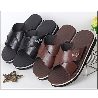 晶安夏季凉拖鞋男厚底防滑防臭中老年男士居家外穿轻便泡沫底拖鞋