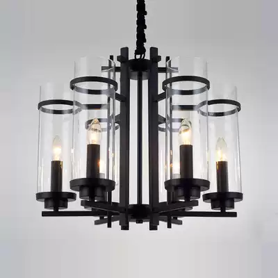 Modern new Chinese chandelier living room lamp antique hotel wrought iron Chinese lamp retro glass creative dining room lighting