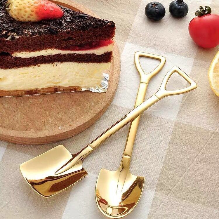 Net Red Square Head Iron Catalonia Spoon Eat Watermelon God Ware Stainless Steel Coffee Sweet Ice Cream Spoon Home Children Eat Spoon