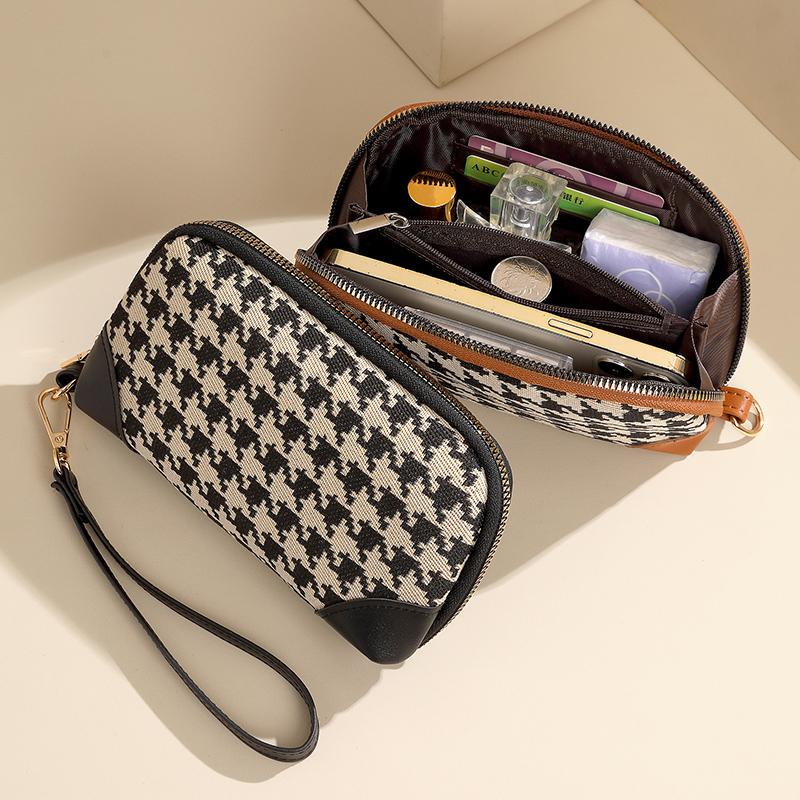 Houndstooth Pattern Clutch Bag for Women, Large Capacity Long Wallet, Small Handbag, Simple and Versatile, Fashionable Coin and Card Holder