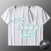  T-shirt mens thin round neck fashion breathable quick-drying mesh sports work site work labor middle-aged and elderly short-sleeved