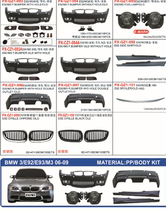 Applicable BMW 06-08 E92 change M3 large surround E92 E93M3PP plastic surround E9293 front and rear bars
