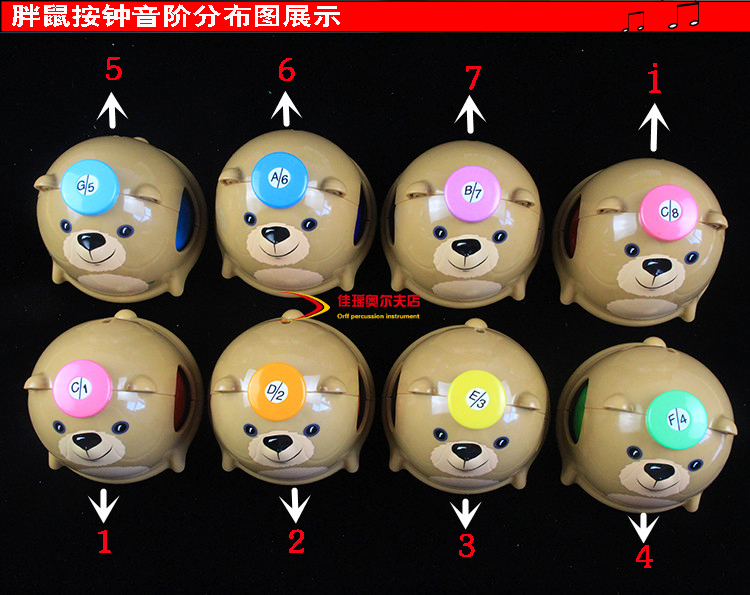 Taiwan's 8-tone 25-tone mouse hand presses the bell, the eight-tone fat mouse presses the bell, Orff percussion instrument enlightenment early education teaching aids