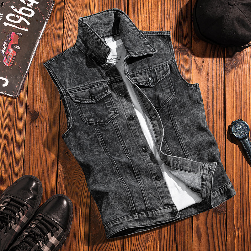 Summer Denim Vest for Men, Korean Style ins Trendy Brand, Slim Fit Outerwear Vest, Casual and Stylish Sleeveless Jacket