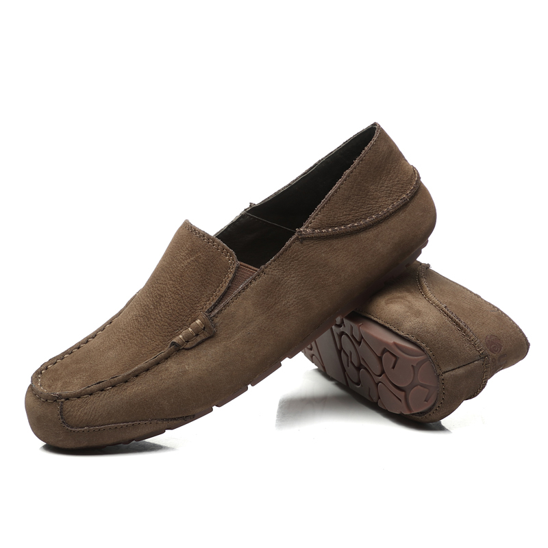 Ouenugg New Autumn Style Beanie Shoes for Men, Genuine Leather Business Casual Slip-On Driving Shoes Oueνugg