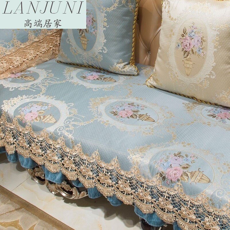 Sofa cushion European four seasons universal fabric non-slip high-end luxury leather sofa cover sofa cover full cover new custom