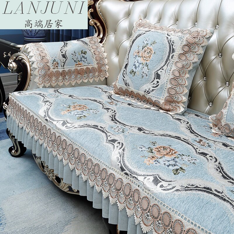 European-style sofa cushion four seasons universal fabric non-slip 123 combination three-piece leather cushion sofa cover towel full cover