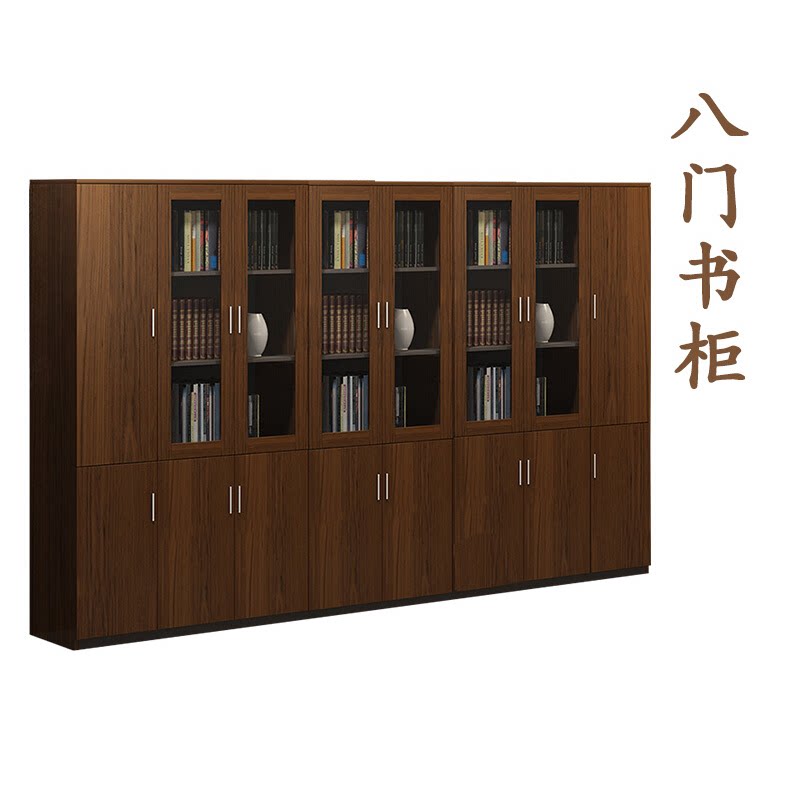 Qingdao plate file cabinet company data cabinet boss floor high cabinet simple glass door bookcase combination background cabinet