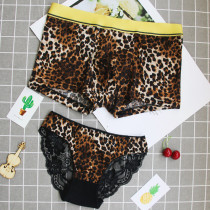 Couple underwear Couple model cotton cotton crotch underwear set Middle waist sexy BAO WEN mens flat corner three women