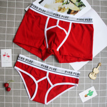 Couple underwear cotton set couple simple new underwear mens flat corner Womens triangle Big Red year