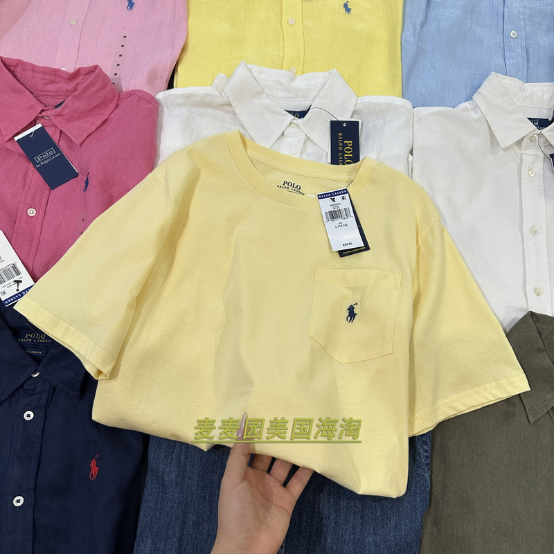 Ralph Lauren Summer Big Kids' Round Neck Pocket Short Sleeve T-Shirt Pure Cotton Polo for Girls Ralph Lauren Summer Big Kids' Round Neck Pocket Short Sleeve T-Shirt Pure Cotton Polo for Girls