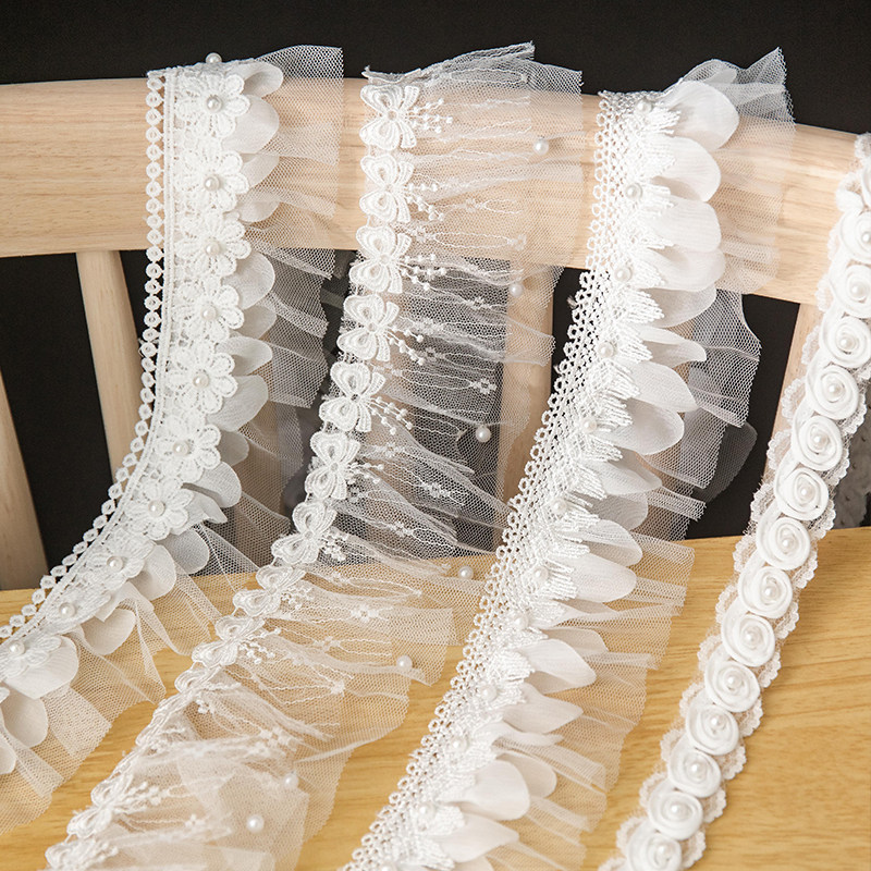 Ruffled ruffle handmade diy lace lace accessories clothing baby clothes cuffs collar decorated with snow gauze belt