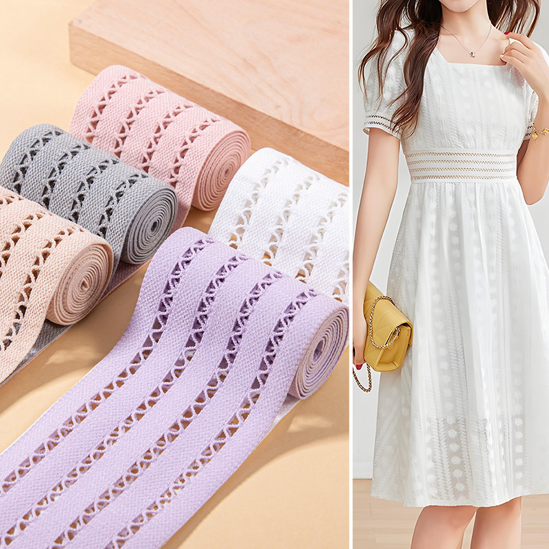 Elastic Stretch Band Shoulder Strap Accessories for Clothes, Widened Side Strips for Pants, Tops, Skirts, Hollow-Out Ribbon Fabric Strips, Magic Tool
