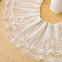 Premium white double pressure 100 plexue snowspun lace accessories lace embroidered Diy skirt hem wrinkled thin yarn