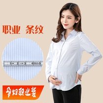 Maternity shirt womens 2020 spring and Autumn short frock long-sleeved top career striped V-neck work overalls shirt