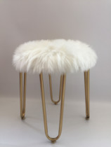  Nordic golden dressing stool Fluffy stool White long-haired stool Bedroom makeup stool Bed tail stool Shoe stool low round stool