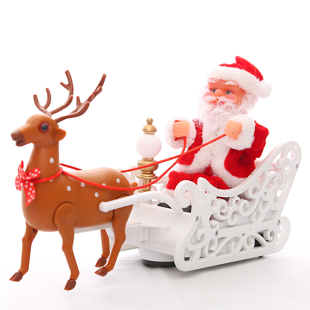 Blockbuster New Year Spring Festival Christmas Gifts Deer Pull Cart Music Santa Claus Children's Toy Gifts Holiday Decorations