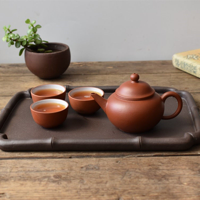 Yixing Original Mine Purple Sand Zhu Clay Menchen Horizontal Pot Chaoshan Work Teapot Capacity 130CC Three Cups Home Tea Set