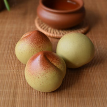 Simulation Purple Sand Little Peach Supeach Sculpture Tea Darling Tea With Tea Tray Swing Piece Decorations Handicraft Tea Water Can Be Raised