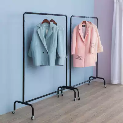 Classic clothing store hanger shopping mall black display rack floor-standing pulley Nakajima stall hanging clothes rack