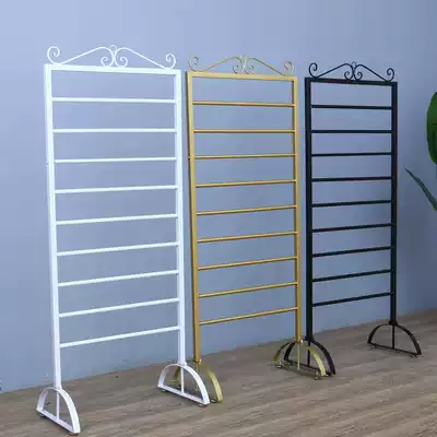 Scarf shelf Clothing store scarf display rack Floor-to-ceiling wheeled flower wrapping paper ribbon Florist storage shelf