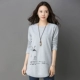 Mùa xuân và mùa thu áo thun dài tay bên ngoài mặc áo sơ mi cotton đáy nhỏ áo sơ mi nữ trung niên 40-50 tuổi quần áo mẹ áo khoác tuổi trung niên