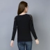 Áo dài tay nữ 2018 mới thu đông trung niên bên ngoài mặc 30 - 40 tuổi 50 chiếc áo thun cotton rộng mút hoang dã áo phông cao cấp Áo phông