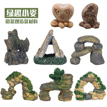 Love stone couple gift small ornaments Moss micro landscape multi-meat platter rockery potted Diy material landscape