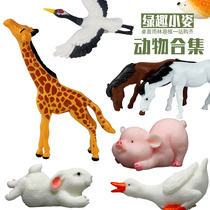 Micro-landscape animal ornaments frog swan fire bird panda turtle tiger elephant penguin horse giraffe