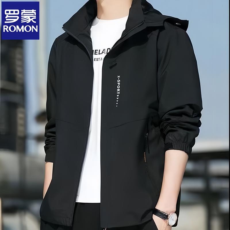 Romon Big Brand Men's Jacket Spring and Autumn 2026 New Style Jacket Mountaineering Waterproof Windproof Outdoor Hooded Softshell Jacket
