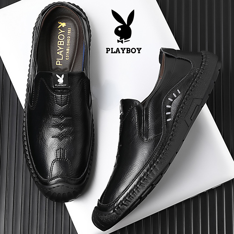 Floral Playboy men's shoes 2022 New men's shoes genuine leather business men's leather shoes summer breathable soft-bottom casual shoes-Taobao